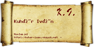 Kuhár Iván névjegykártya